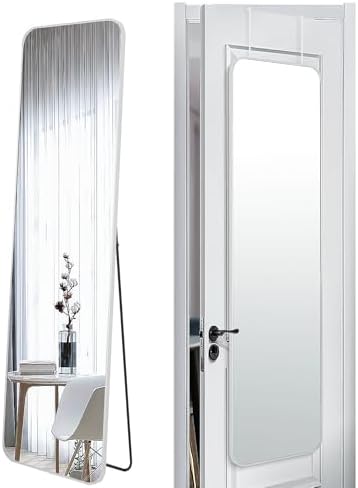 57x16" Full Length Mirror Floor Stand,Over the Door,Wall Mounted Silver by SCWF-GZ
