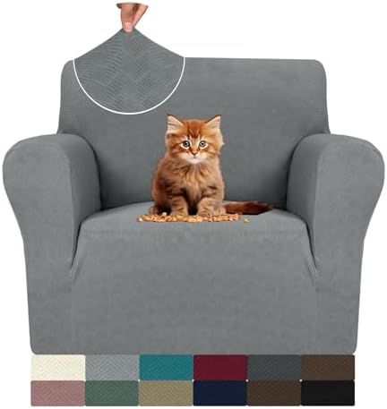 MAXIJIN Chair Covers for Living Room 1 Piece Stretch Sofa Chair Slipcovers with Arms (31"-46") Furniture Protector for Dog Pet Couch Armchair Cover (Chair, Diamond Pattern Light Gray) by MAXIJIN