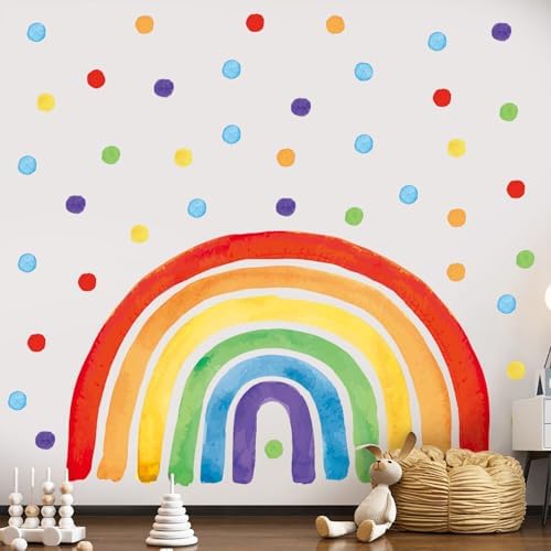 Large Rainbow Wall Decal, Peel and Stick Colourful Rainbows Wall Stickers, Multicolor Polka Dots Wall Decor, Vibrant Rainbow Decoration for Girls Bedroom Kids Nursery Classroom Playroom - Image 6