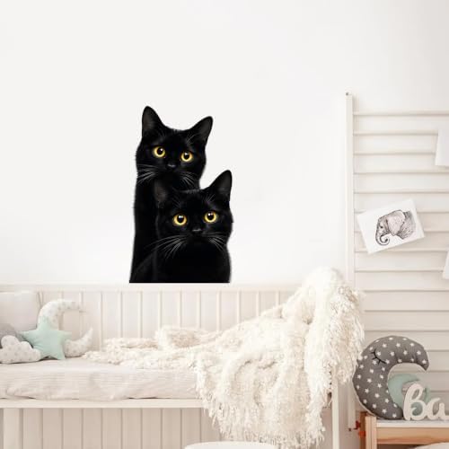 Black Cat Halloween Wall Decals Peel and Stick, Cute Spooky Cat Wall Stickers, Removable Vinyl Halloween Wall Decor, Moon Bat Pumpkin Wall Art for Bedroom Living Room Window Party Decorations - Image 6