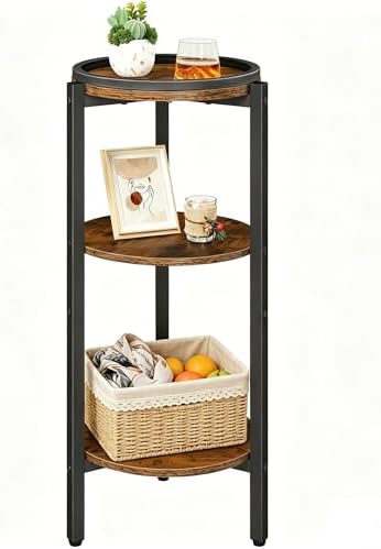 HOOBRO Small Round Side Table, 3-Tier Circle End Table for Small Space by HOOBRO