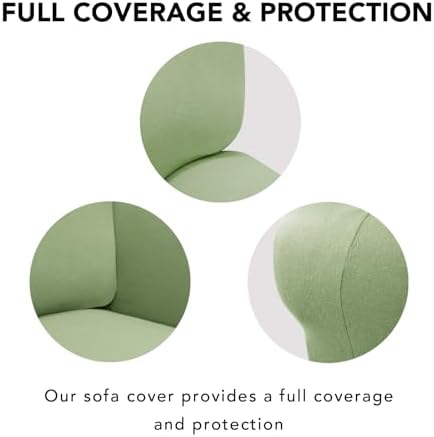 PureFit Stretch Chair Covers Fleece Couch Covers for Sofa Sage Green - Image 4