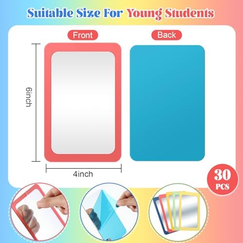 Dandat 30 Pcs 6x4 Shatter Proof Unbreakable Kids Mirrors, Hippie Color - Image 2