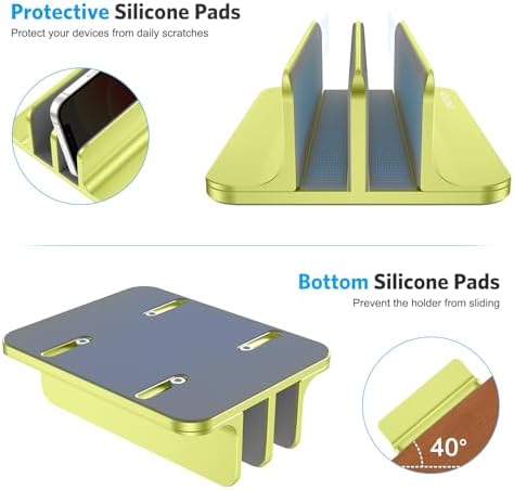 OMOTON Dual Vertical Desk Laptop Stand Holder, Fits MacBook Air/Pro, Citron - Image 6