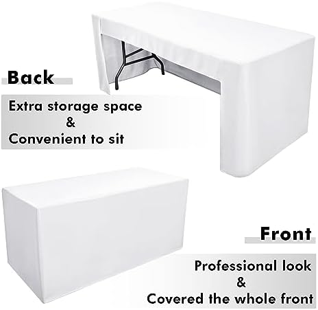 Nasitos 4 Pack White Fitted Table Covers for 8 Foot Tables-Open Back Tablecloth Washable Fabric Table Cloth for Parties, Wedding, Banquet, Jewelry Shows, Craft Fair, Trade Show - Image 5
