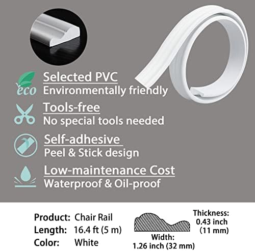 Gaahing Flexible Wall Molding Trim & Chair Rail | Peel and Stick Self-Adhesive Panel Moulding | DIY Home Decor on The Cabinet Door Mirror Frame, 16.4 ft x 1.3 in - Image 4