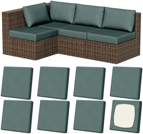 8Pcs Outdoor Cushion Covers, Stretch Patio Furniture Couch Chair Slipcovers by VORSHAPE