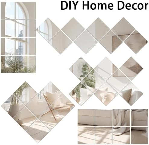 Vlush Full Length Wall Mirror 12'' x 12'' x 8PCS Home Gym Full Body & Tiles Full Length Mirror Wall Mounted Mirrors Decorative for Home Gym, Door, Bedroom & Bathroom - Image 4