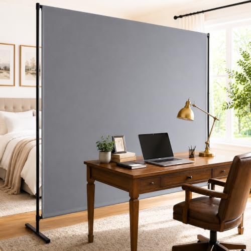 Room Divider, 72x72Inch Large Single Panel Privacy Screen with Thickened Fabric,Freestanding Partition Wall for Room Separation,Portable for Indoor Office,Bedroom,Studio Apartment,Gray by Unknown