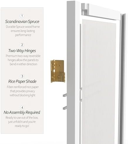2 ft. Short Desktop Double Cross Shoji Screen - White - 3 Panels - Image 4