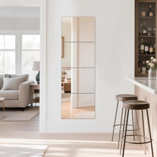 Full Length Mirror Tiles, 16" x 12" x 4PCS Home Gym Mirror for Wall, Glass - Image 4