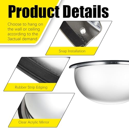 Kanayu 2 Pcs 18" Half Dome Safety Corner Mirror Blindspot for Wall - Image 3