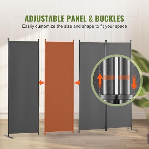 VEVOR Room Divider, 4 Panel Room Dividers and Folding Privacy Screens, Fabric Partition Room Dividers for Office, Bedroom, Dining Room, Study, Freestanding, Grey - Image 4