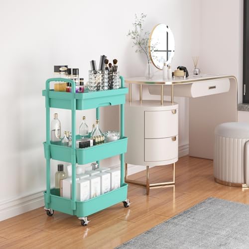 Calmootey 3-Tier Utility Cart with Drawer & Wheels, Storage for Home,Office - Image 2