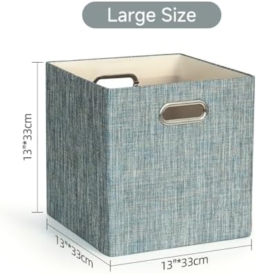 Posprica Storage Basket Bins,13×13×13 Foldable Storage Boxes Fabric Drawer Cubes for Closet Shelf Cabinet Bookcase - Set of 4,Teal - Image 2