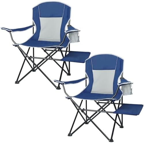 XGEAR 2-Pack Camping Chairs 350LBS Heavy Duty Folding Chair with Side Table by XGEAR