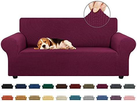 KEKUOU Stretch Loveseat Couch Cover, 2 Cushion Couch Slipcover,Wine by KEKUOU