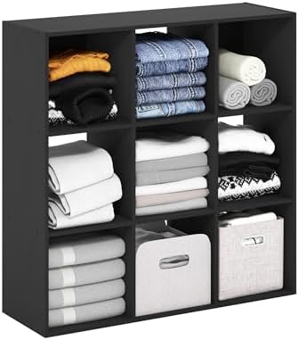 Furinno PELLI Closet Organizers and Storage, 9-Cube Closet Organizer, Open Shelf Closet Storage, for Wardrobe, Bedroom, Living Room, Americano by Furinno-FitsYourSpaceFitsYourBudget