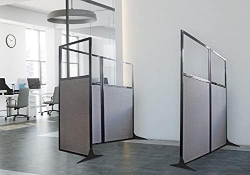Versare Workstation Partition | Portable Wall Divider | Modern Office Cubicle | Free Standing Privacy Screen | Flexible Work Space | 33" x 70" W/Window, Navy Blue Fabric Panels - Image 4