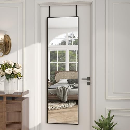 48"x 14" Over the Door Mirror Full Length, Full Body Mirror, Black - Image 2