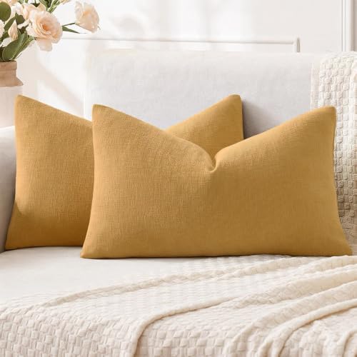 MIULEE Apricot Brown Chenille Couch Lumbar Throw Pillow Covers, 12x20 by MIULEE
