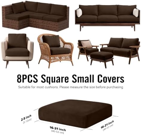 8Pcs Outdoor Cushion Covers, Stretch Patio Furniture Couch Chair Slipcovers - Image 2