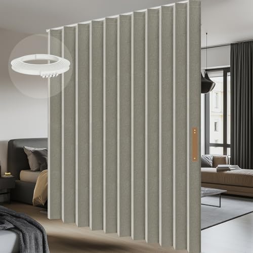 Room Divider Curtain Sets with Flexible Ceiling Track, Privacy Soundproof Curtain for Bedroom Office Patio Sliding Door(Grey, W100 x L96, 1 Pack) by AJAZZ