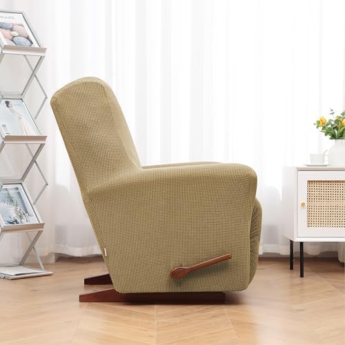 KEKUOU Recliner Chair Covers, 1-Piece Lazy Boy Recliner Covers, Tan - Image 3