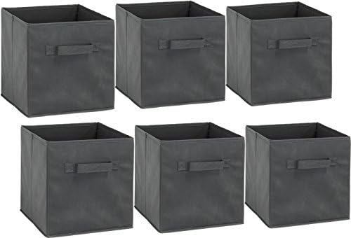 Simple Houseware 11-Inch Foldable Cube Storage Bins, Dark Gray, 6-Pack - Image 2