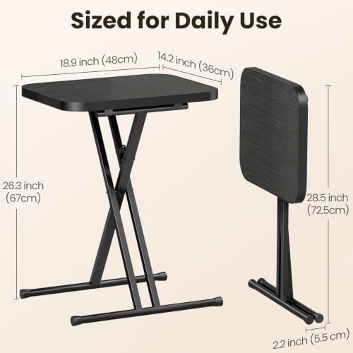Kitstorack Folding TV Tray Tables Set of 2, No Assembly, Rounded Metal Rims - Image 2