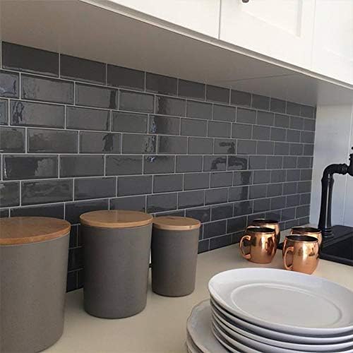 STICKGOO Peel and Stick Subway Tile, Stick on Tiles Backsplash for Kitchen & Bathroom in Dark Grey (Pack of 10, Thicker Design) - Image 4