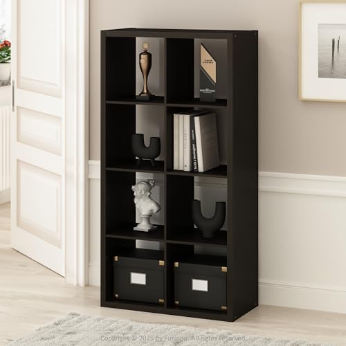 Furinno Simple 8-Cube Storage Organizer, Display Shelf, Dark Oak by Furinno-FitsYourSpaceFitsYourBudget
