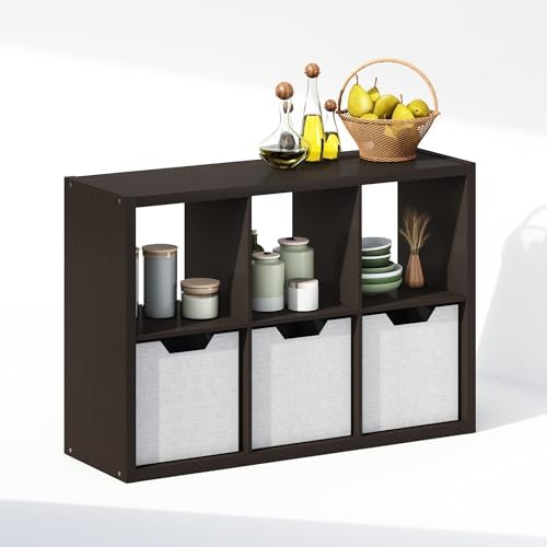 Furinno Cubic Extra Thick 6-Cube Closet Organizers and Storage, Dark Oak - Image 5
