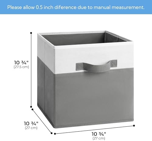 Cupic Cupid 6-Pack 11x11 Storage Cube, Fabric Storage Cubes, Gray and White - Image 3