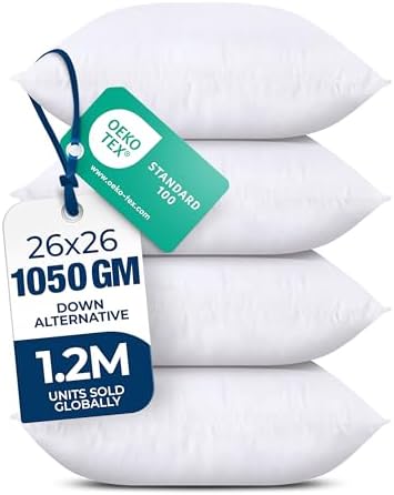 Utopia Bedding Throw Pillows, Decorative 26x26 Pillow Inserts, Set of 4 by UTOPIABEDDING