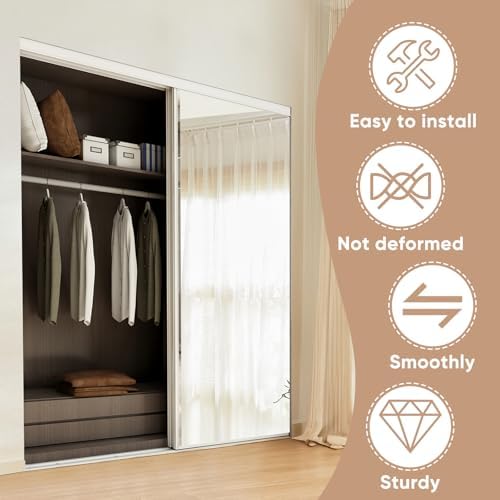 BARNSMITH 72 x 80 Inches Mirrored Closet Door, One Side Mirror with Top & Bottom Track Kits, 2-Panels Steel Frame Sliding Mirror Closet Door, Easy to Install - Image 3