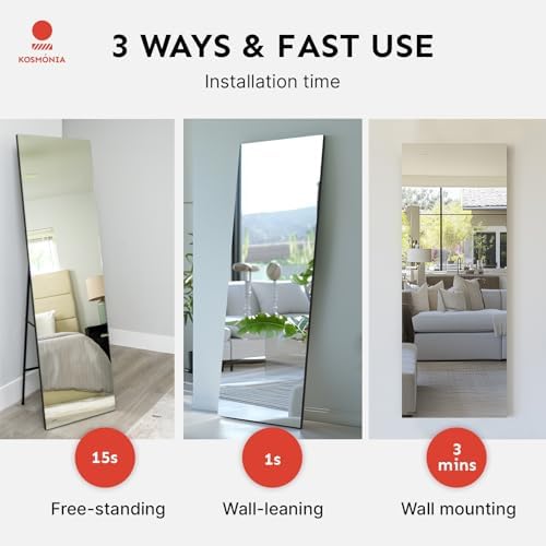 Kosmonia Full Length Mirror 68"x20" Frameless Floor Mirror Distortion Free - Image 5