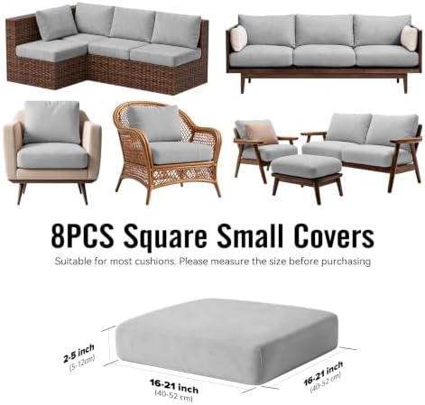 8Pcs Outdoor Cushion Covers, Stretch Patio Furniture Couch Chair Slipcovers - Image 2