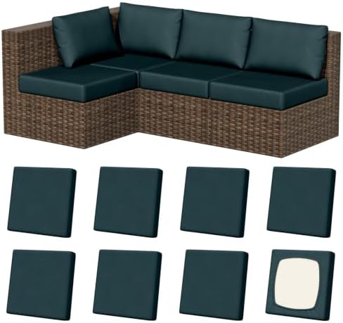 8Pcs Outdoor Cushion Covers, Stretch Patio Furniture Couch Chair Slipcovers by VORSHAPE
