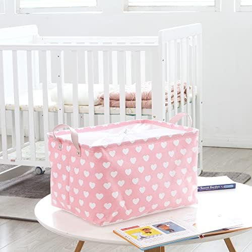 Hinwo 33L Large Canvas Storage Baskets with Lid and Handles, 2-Pack - Image 2