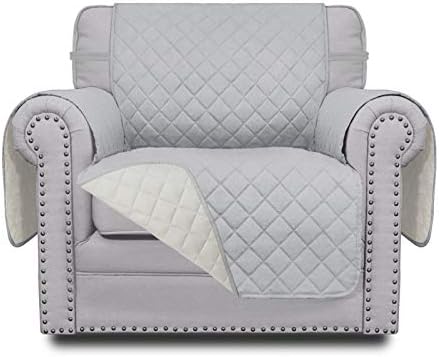 Easy-Going Chair Sofa Slipcover Reversible Sofa Cover Water Resistant Couch Cover Furniture Protector Cover with Elastic Straps for Pets Kids Children Dog Cat (Chair, Light Gray/Ivory) by Easy-Going