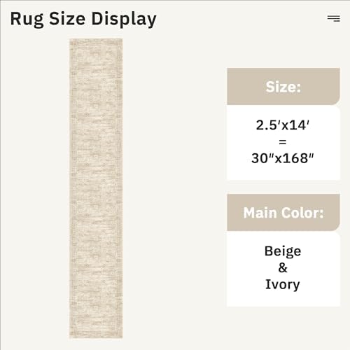 Soalmost Hallway Runner Rug 2'6" x 14' Washable Long Kitchen Rugs Beige - Image 4