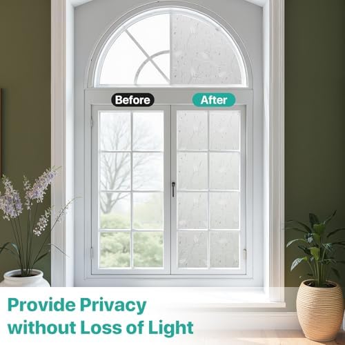 Bloss Privacy Window Film Frosted Glass Window Film Non Adhesive Window Cling Privacy Film Removable Decorative Bathroom Door Window Covering (23.6 x 78.7 Inch) - Image 4