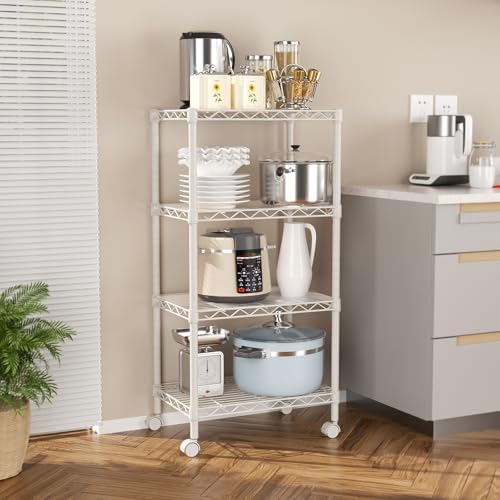 SINGAYE 4 Shelves Storage Shelf Wire Shelving Unit Metal Adjustable Wheels - Image 6