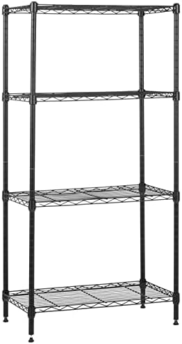 Amazon Basics 4-Shelf Steel Wire Storage Shelves for Garage, Adjustable Metal Shelving Unit, 200 lbs Per Shelf, 23.2" W x 48" H x 13.4" D, Black by AmazonBasics
