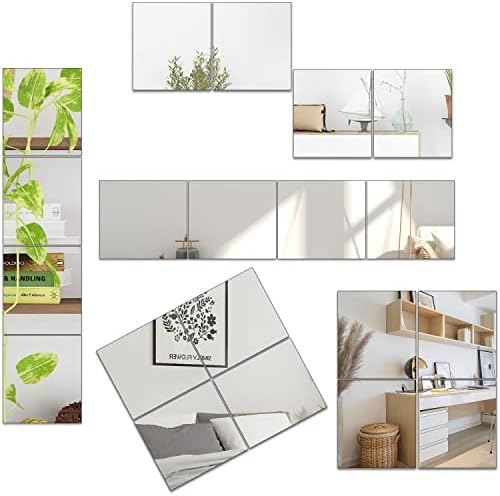 16 x 12'' x 4Pcs Glass Wall Mirror Tile Frameless Full Length Mirror - Image 5