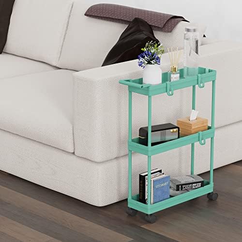 Simple Houseware 3-Tier Slim Rolling Cart w/Handle 5.5" Wx27.5 H, Turquoise - Image 6