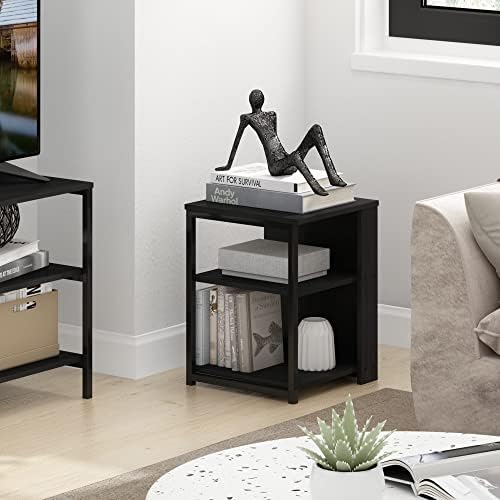 Furinno Camnus 3-Tier Metal Frame Side Table, Open Shelf, Dark Americano by Furinno-FitsYourSpaceFitsYourBudget