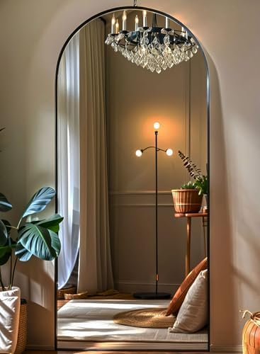 KOMCOTE 71x28 Inch Arched Floor Mirror - Full Length Black Standing Mirror for Bedroom, Living Room, Dressing - Tall Leaner Mirror with Arch Design, Wall or Free-Standing Decor - Image 2