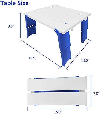 Modern-Depo 15.9"x14.2"x9.6" Large Portable Folding Beach Table for Sand Foldable Height Adjustable Side Table Desk for Camping Picnic BBQ with Carry Bag, Blue - Image 3